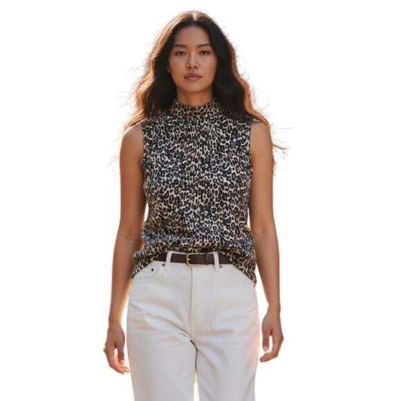 Cable & Gauge Tops - Cable & Gauge Women's Animal Print Sleeveless Turtleneck Sweater, Size S